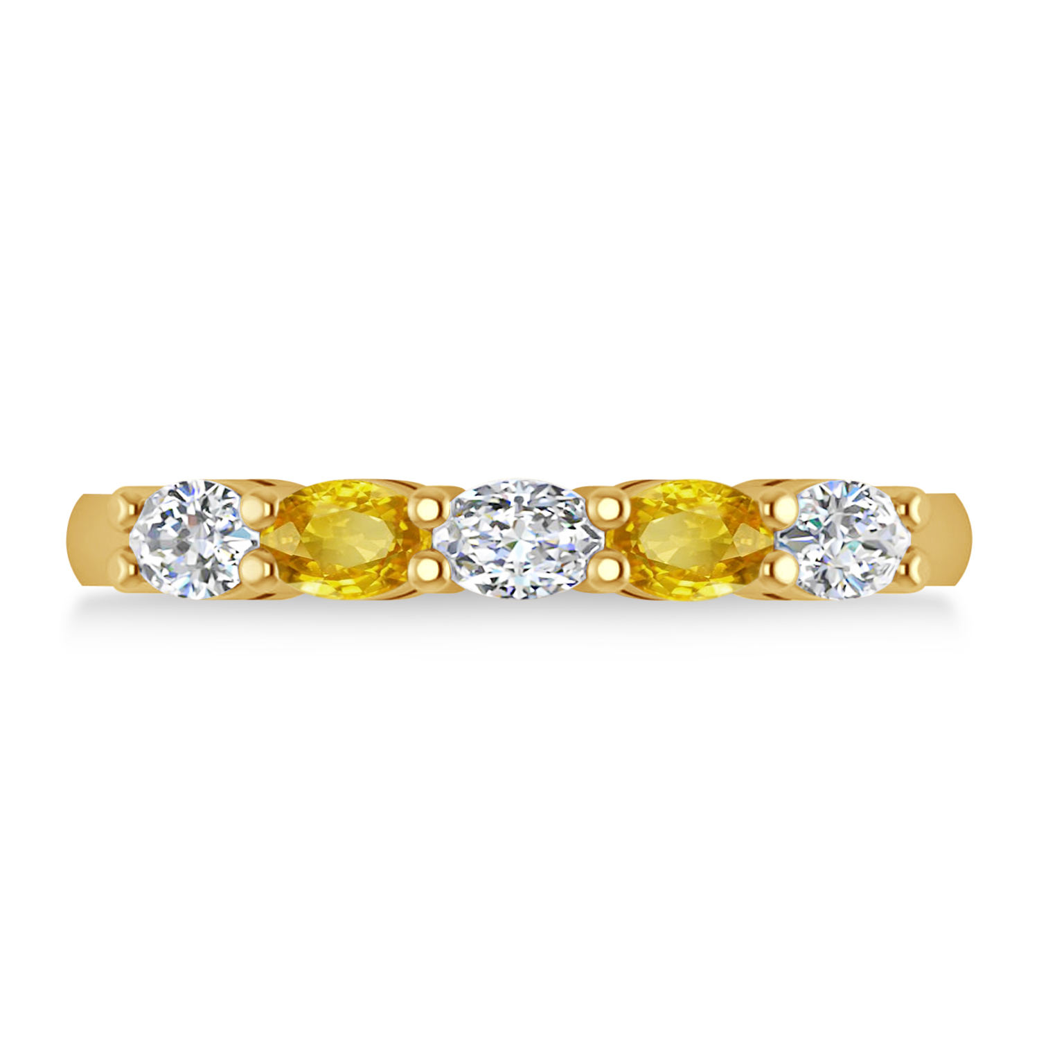 Oval Diamond & Yellow Sapphire Five Stone Ring 14k Yellow Gold (1.00ct)