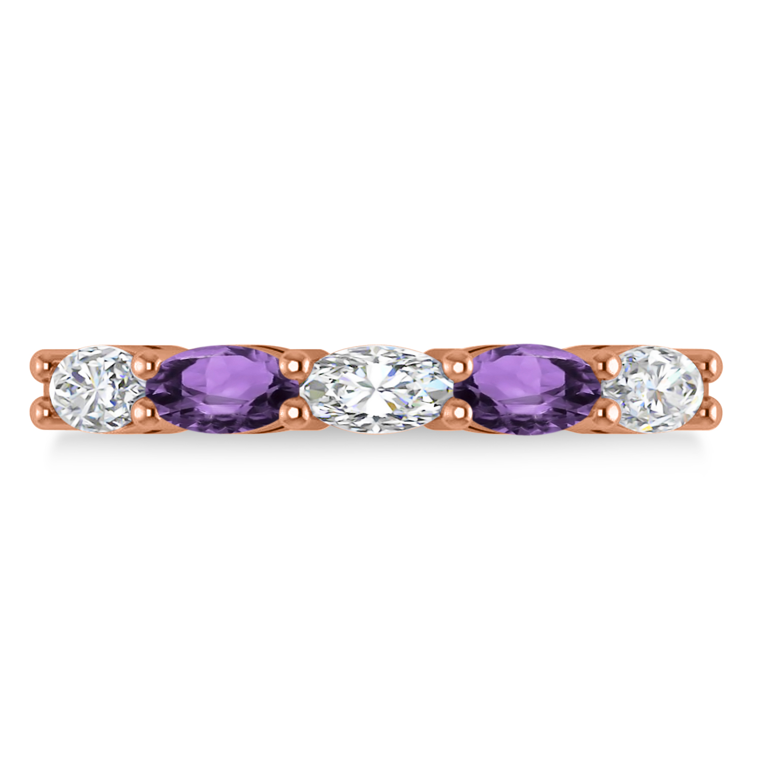 Oval Diamond & Amethyst Five Stone Ring 14k Rose Gold (1.25ct)