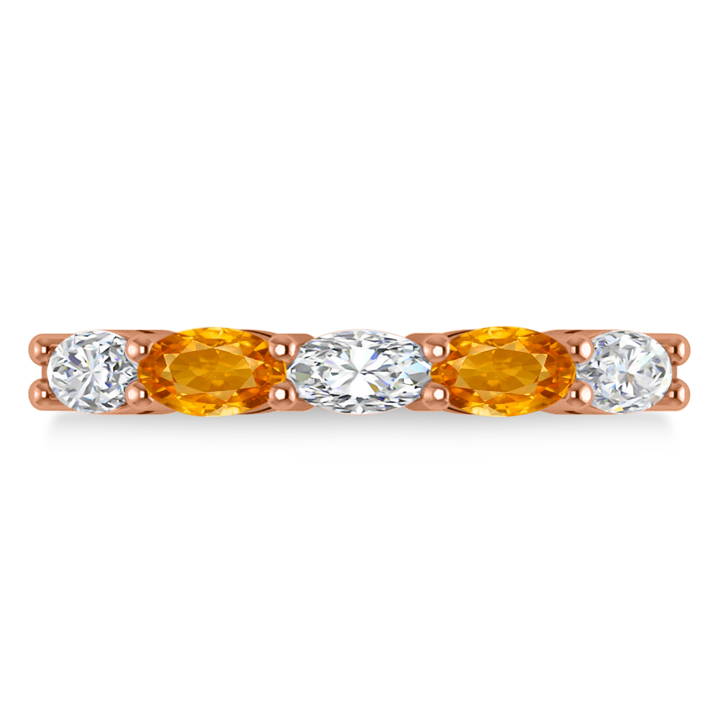 Oval Diamond & Citrine Five Stone Ring 14k Rose Gold (1.25ct)
