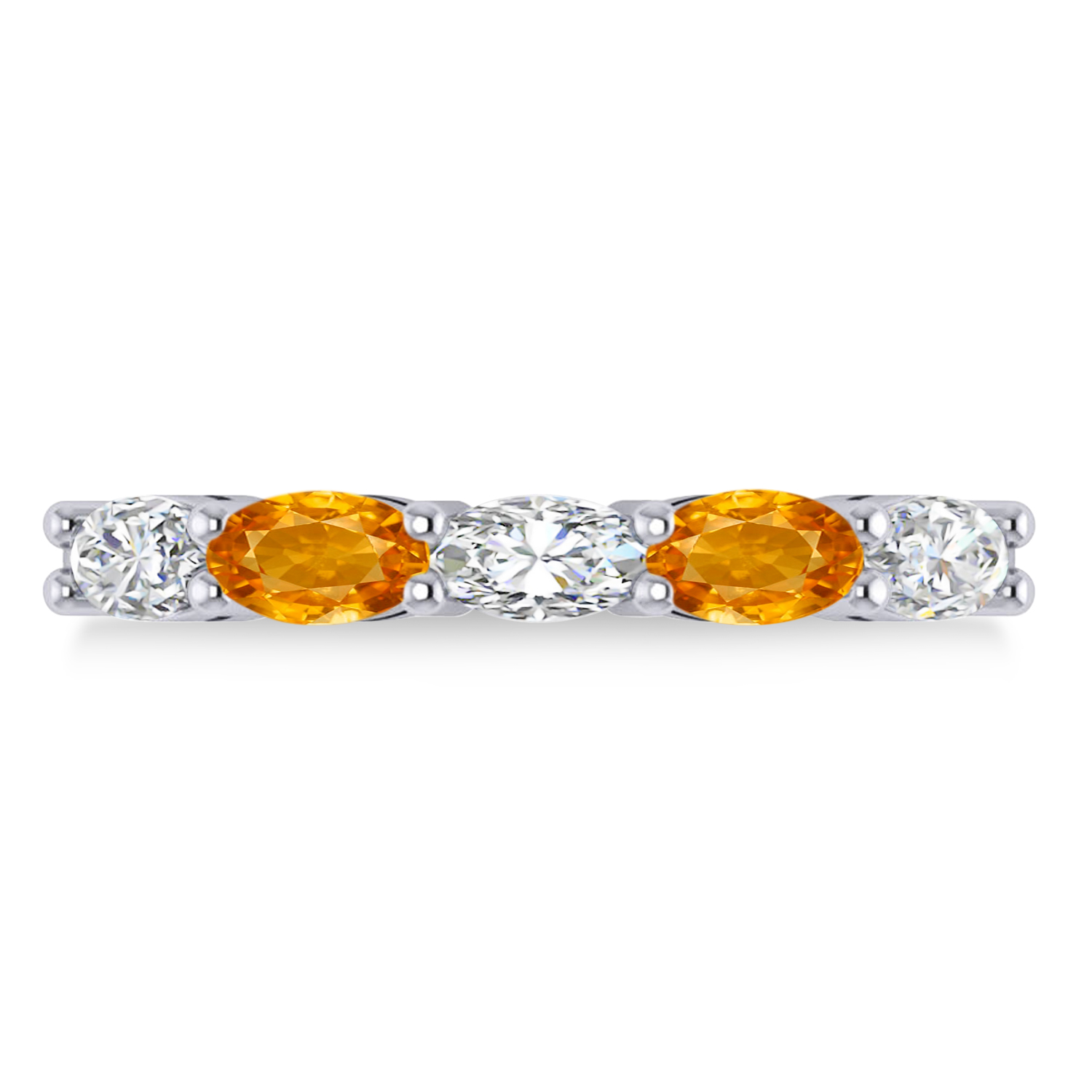 Oval Diamond & Citrine Five Stone Ring 14k White Gold (1.25ct)
