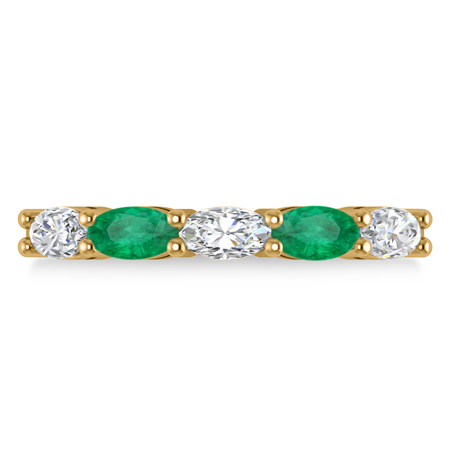 Oval Diamond & Emerald Five Stone Ring 14k Yellow Gold (1.25ct)