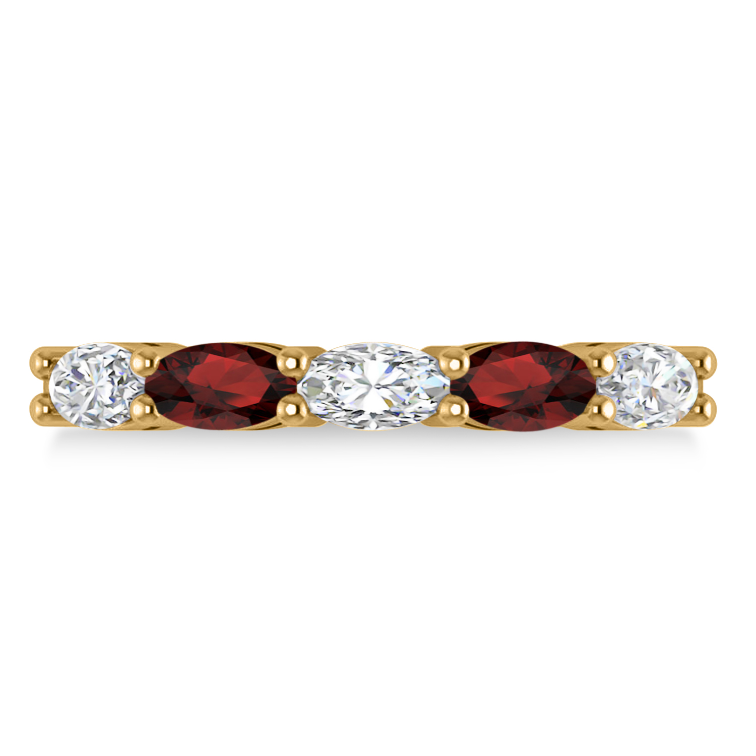 Oval Diamond & Garnet Five Stone Ring 14k Yellow Gold (1.25ct)
