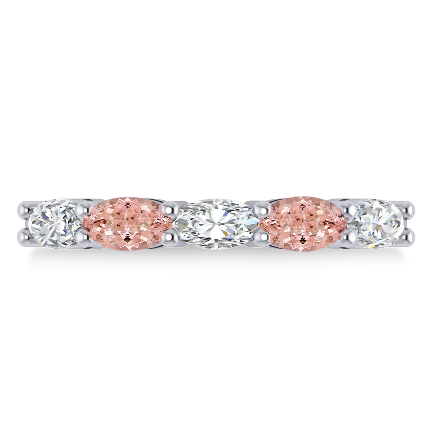 Oval Diamond & Morganite Five Stone Ring 14k White Gold (1.25ct)