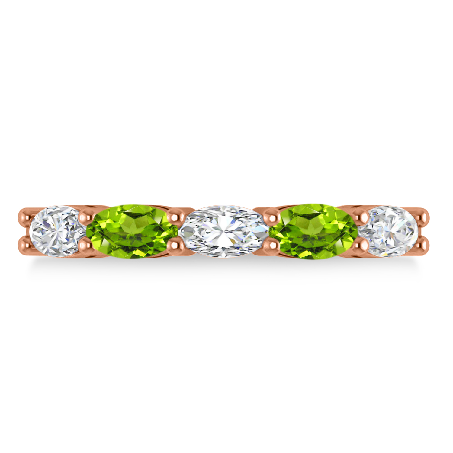 Oval Diamond & Peridot Five Stone Ring 14k Rose Gold (1.25ct)