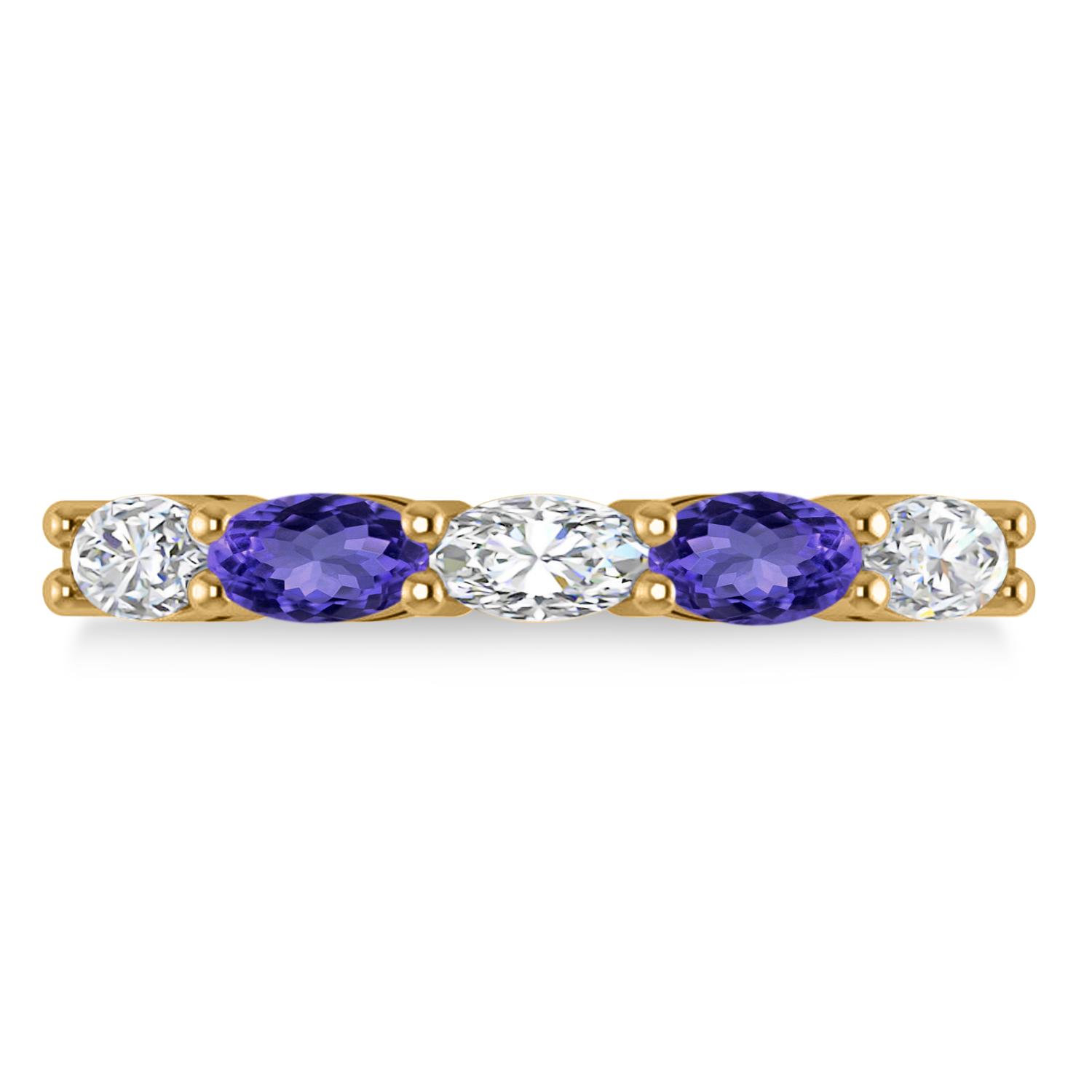 Oval Diamond & Tanzanite Five Stone Ring 14k Yellow Gold (1.25ct)