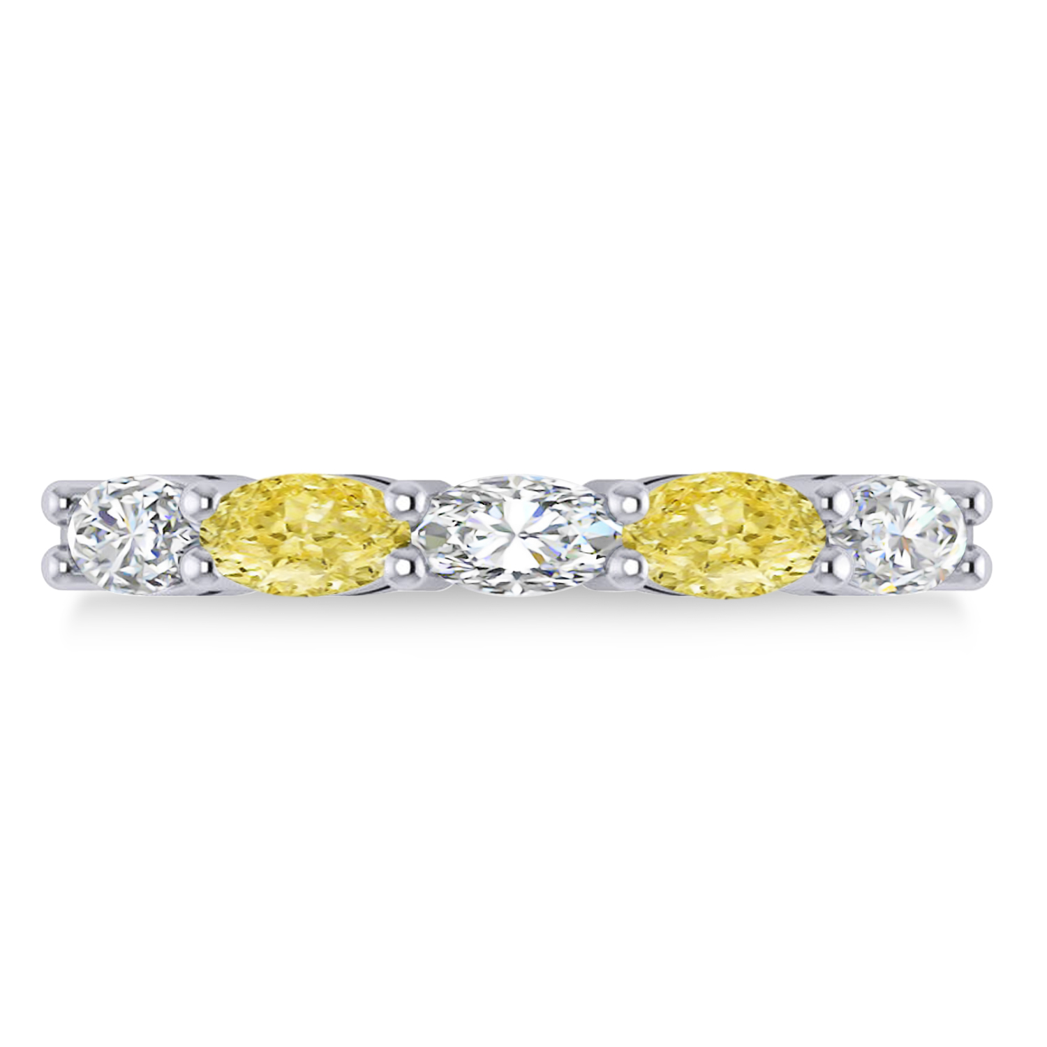 Oval Yellow & White Diamond Five Stone Ring 14k White Gold (1.25ct)