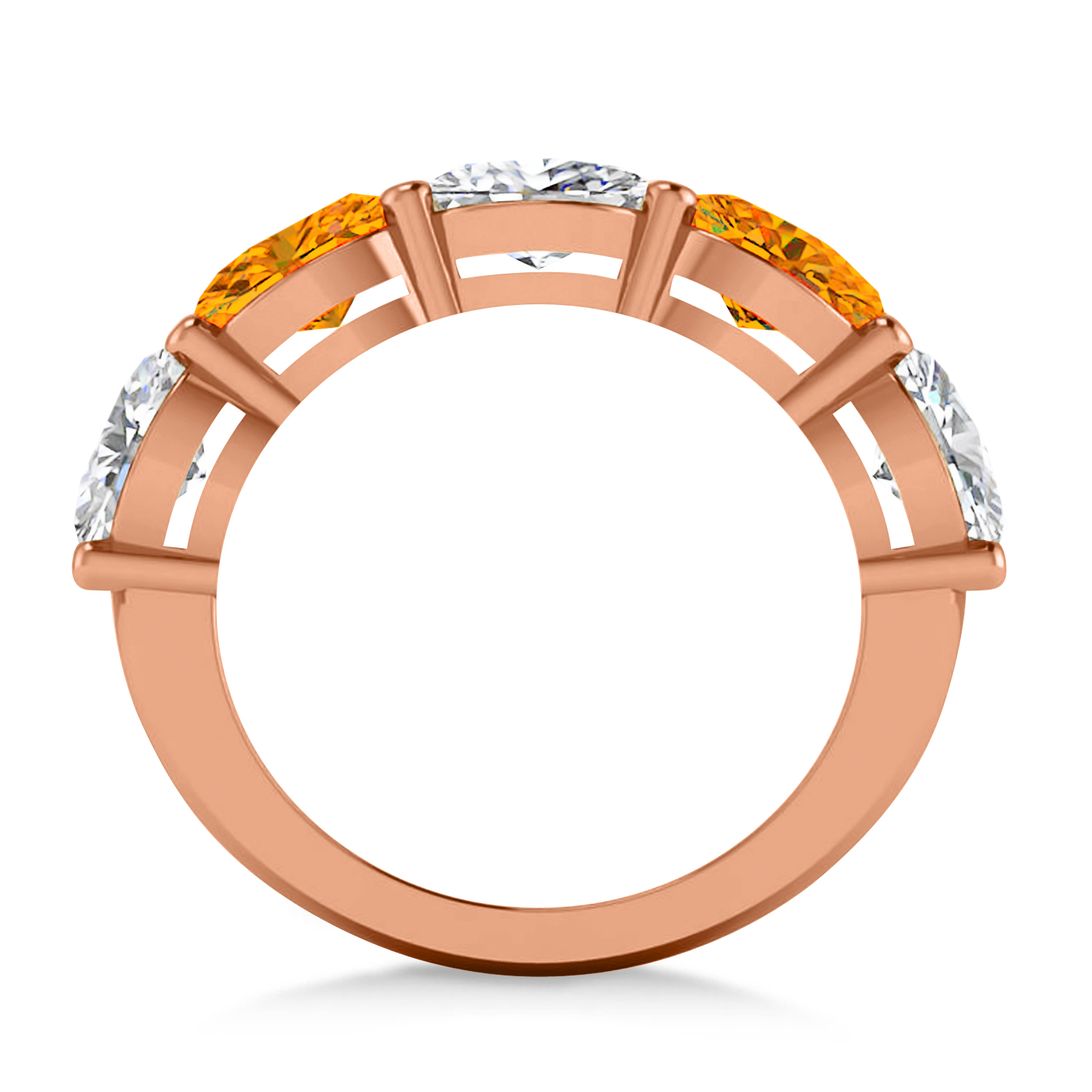 Oval Diamond & Citrine Five Stone Ring 14k Rose Gold (4.70ct)