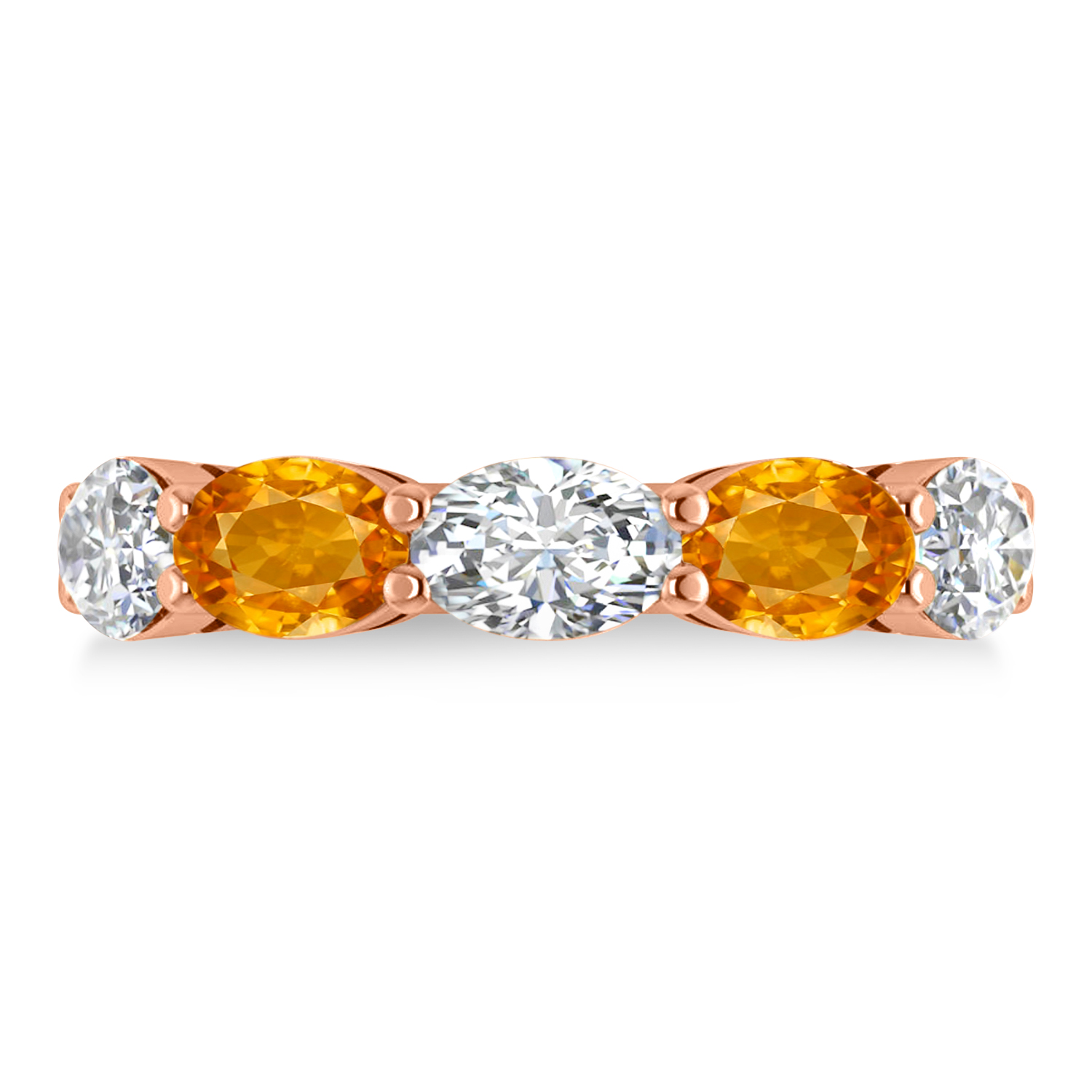 Oval Diamond & Citrine Five Stone Ring 14k Rose Gold (4.70ct)