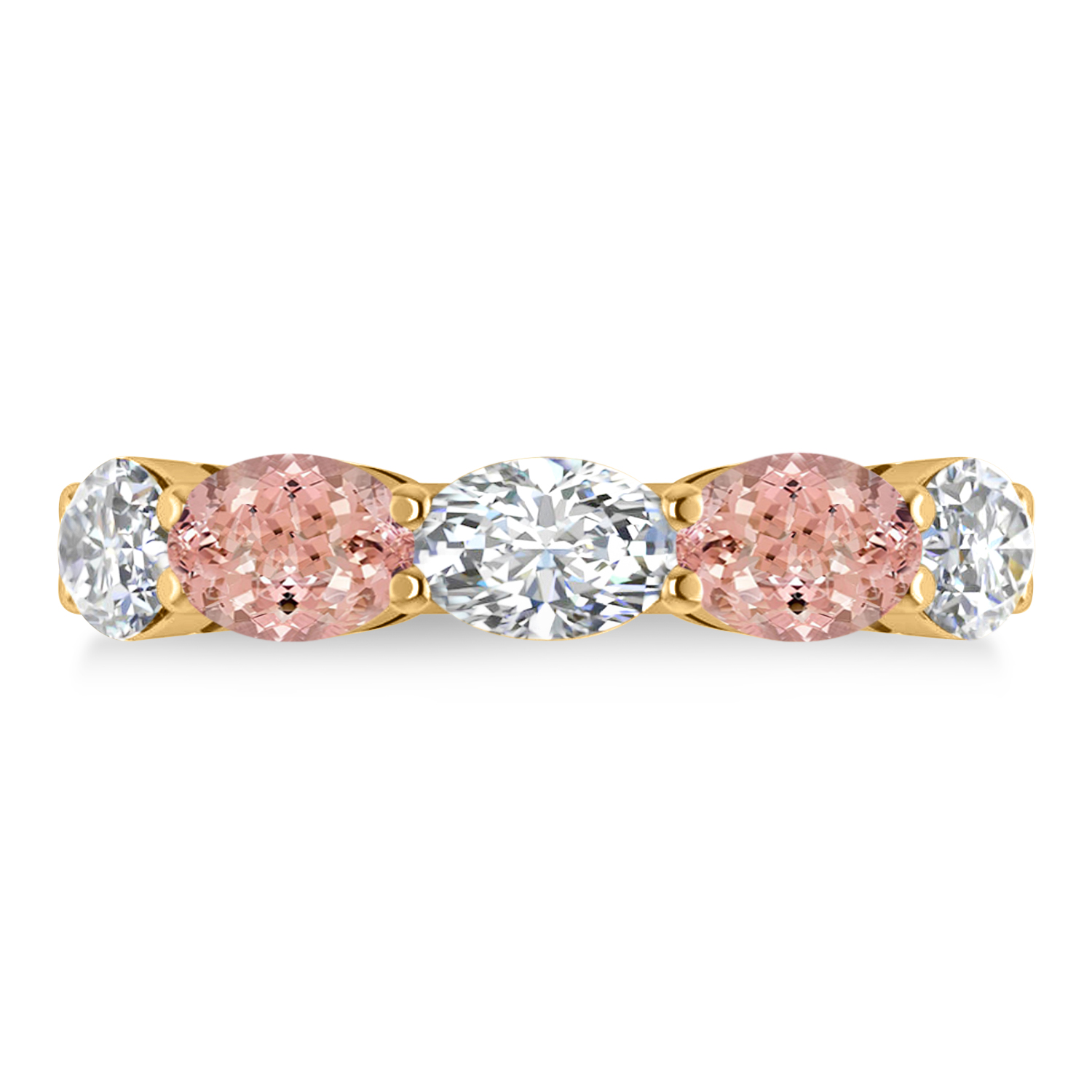 Oval Diamond & Morganite Five Stone Ring 14k Yellow Gold (5.20ct)