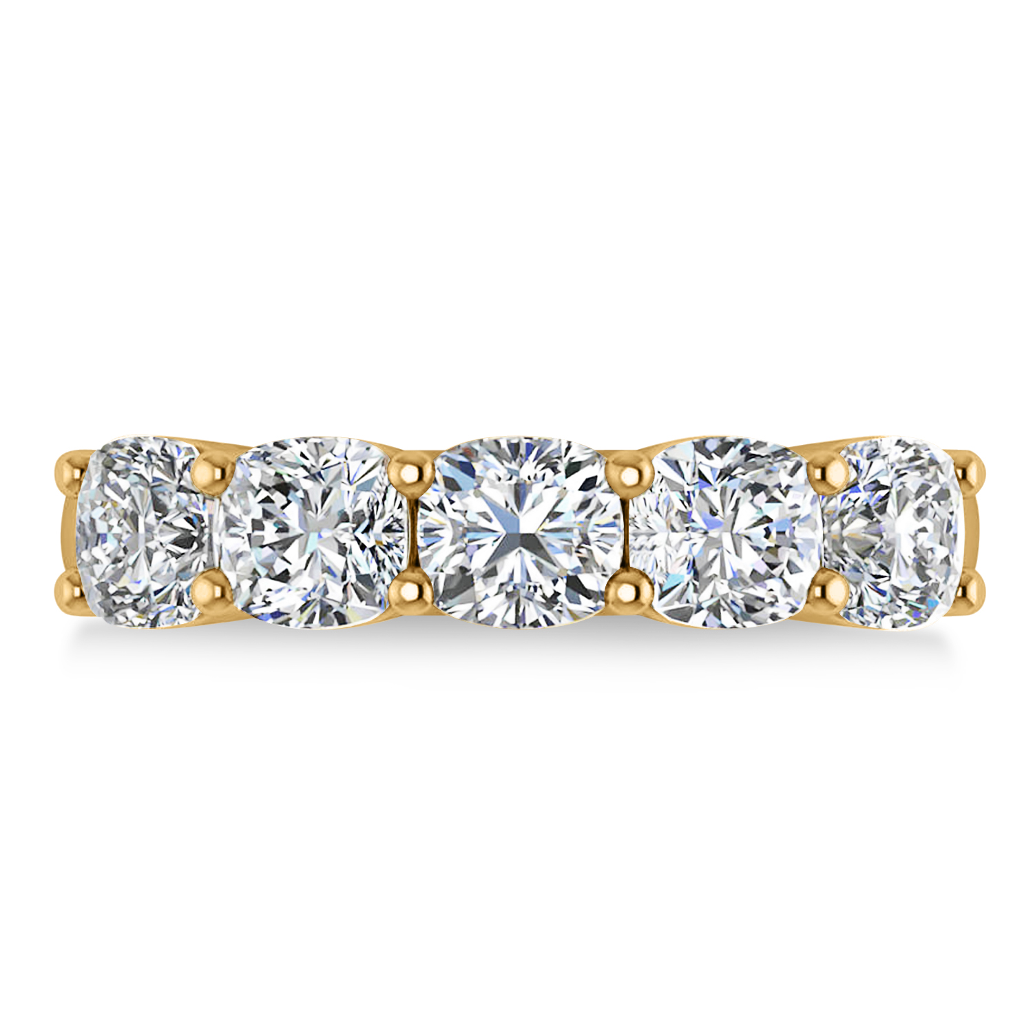 Cushion Diamond Five Stone Ring 14k Yellow Gold (2.50ct)