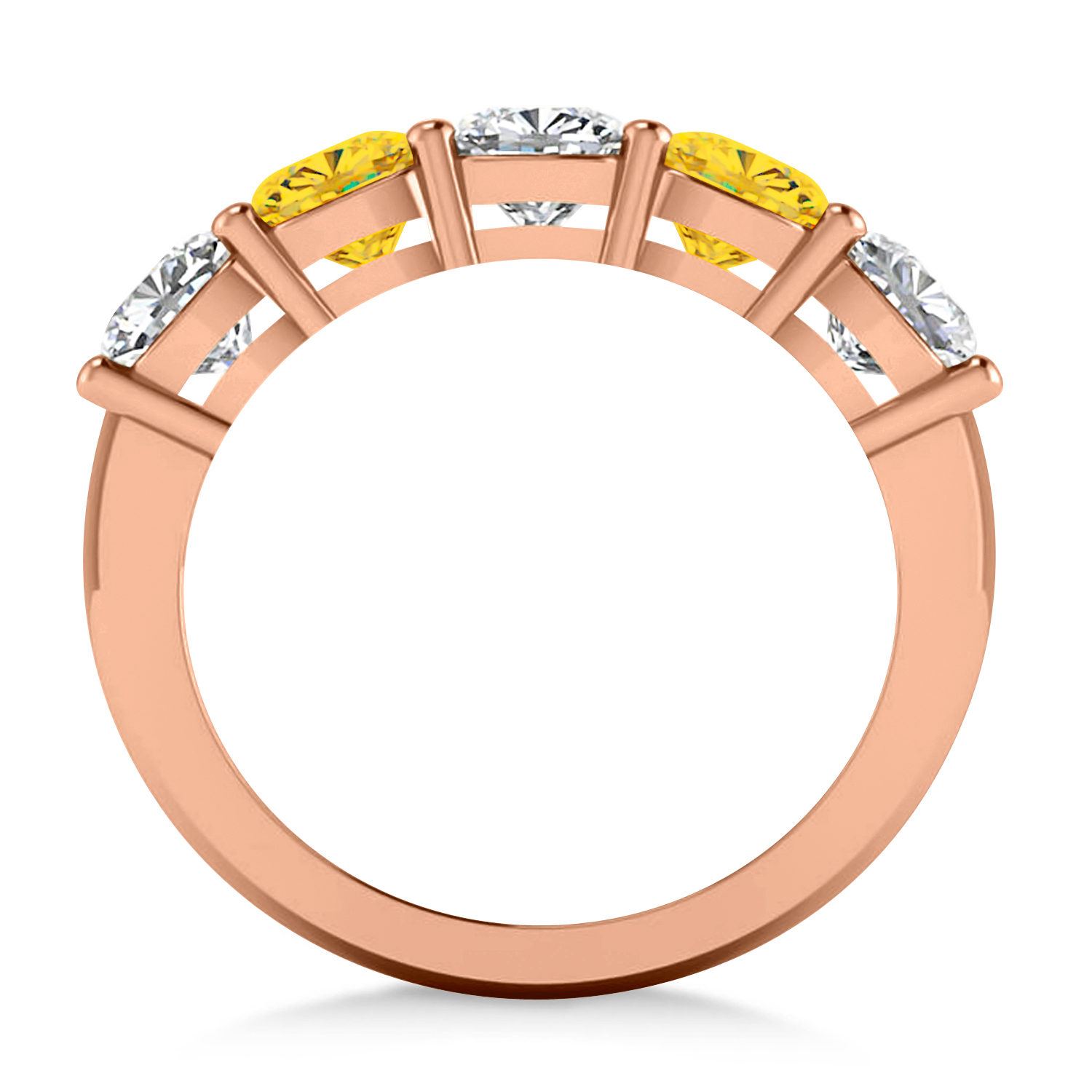 Cushion Diamond & Yellow Sapphire Five Stone Ring 14k Rose Gold (2.70ct)
