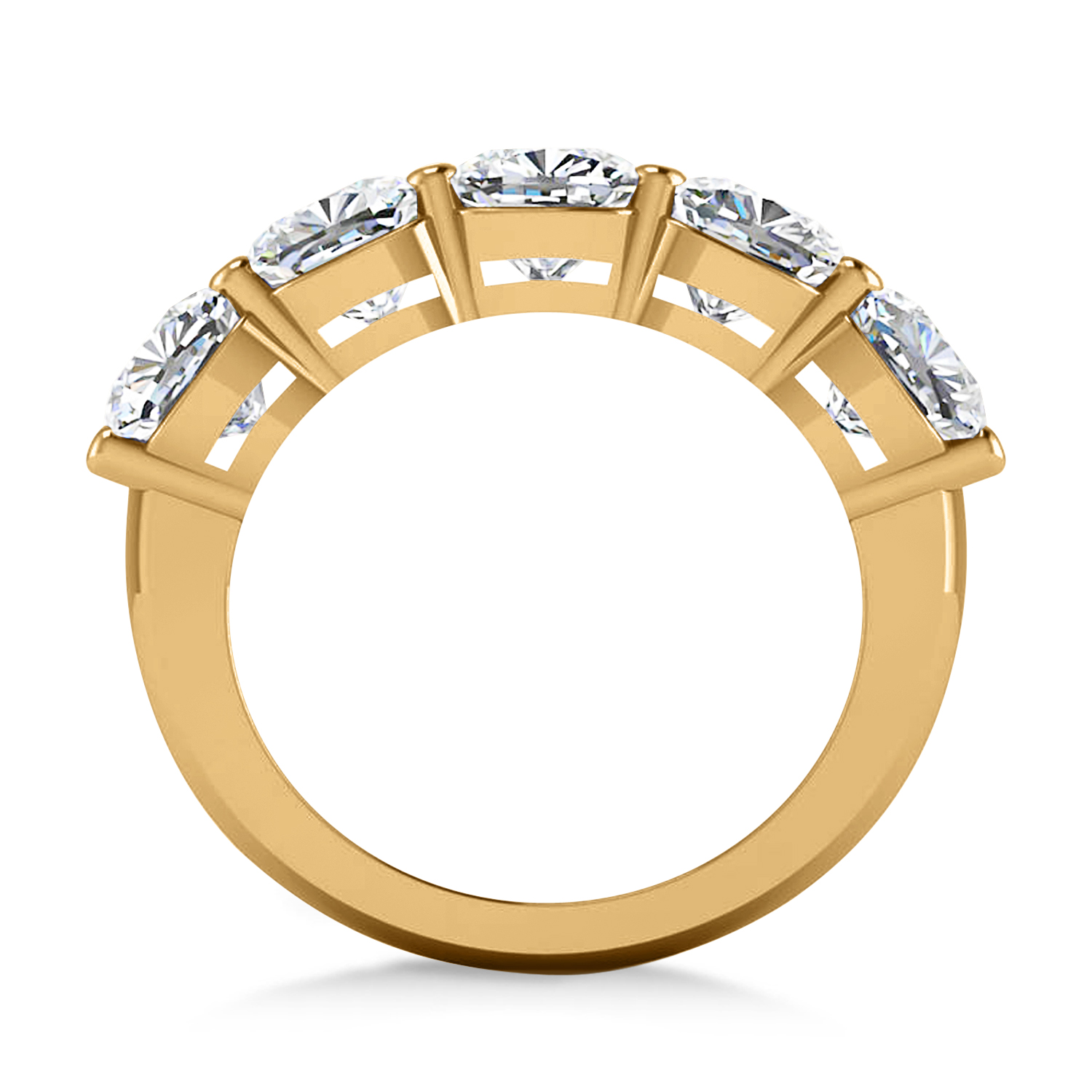 Cushion Diamond Five Stone Wedding Band 14k Yellow Gold (5.00ct)