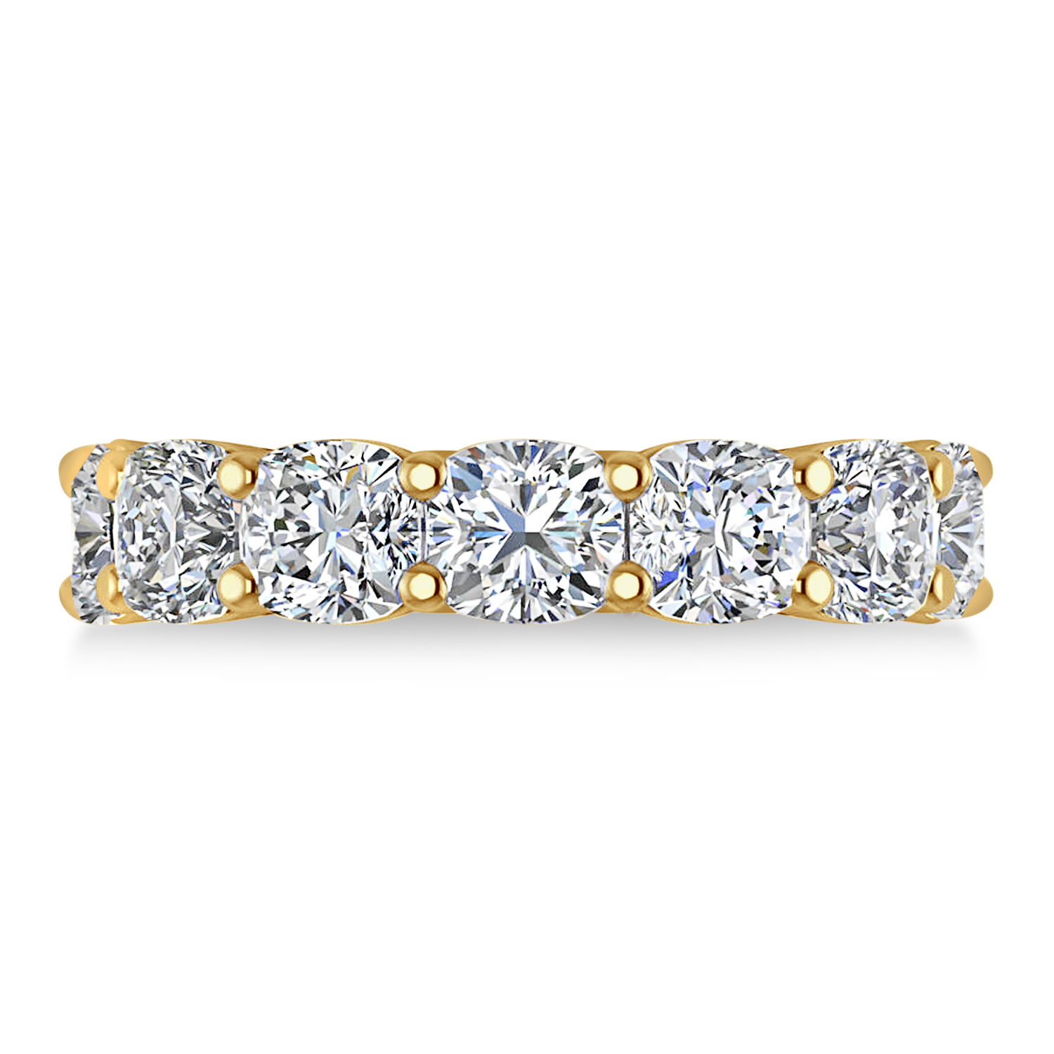 Cushion Diamond Seven Stone Wedding Band 14k Yellow Gold (5.25ct)