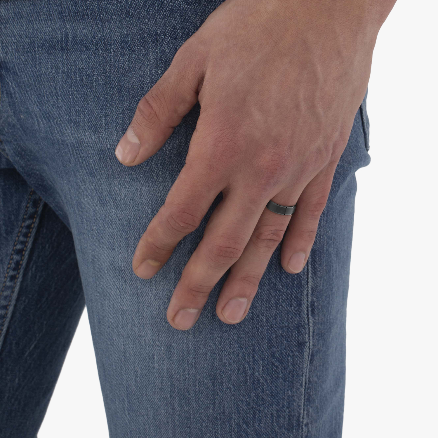 Brushed Center & Polished Edges Black Tungsten Wedding Band (7mm)