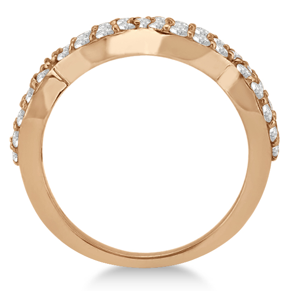 Pave Set Twisted Infinity Diamond Ring Band 18k Rose Gold (0.75ct)