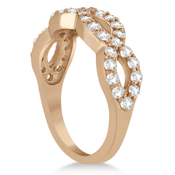 Pave Set Twisted Infinity Diamond Ring Band 18k Rose Gold (0.75ct)
