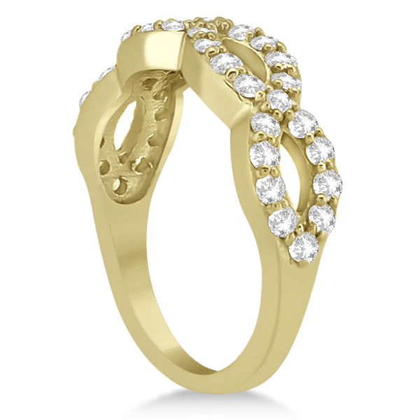 Pave Set Twisted Infinity Diamond Ring Band 18k Yellow Gold (0.75ct)