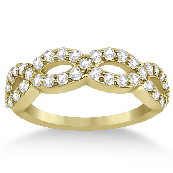 Pave Set Twisted Infinity Diamond Ring Band 18k Yellow Gold (0.75ct)