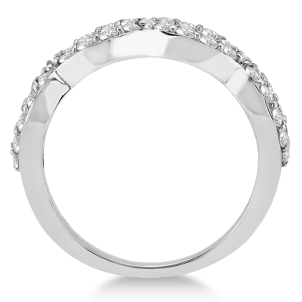 Pave Set Twisted Infinity Diamond Ring Band Palladium (0.75ct)
