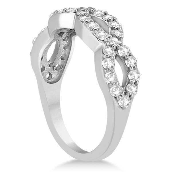 Pave Set Twisted Infinity Diamond Ring Band Palladium (0.75ct)