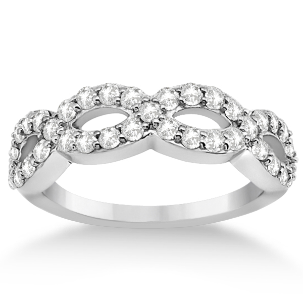 Pave Set Twisted Infinity Diamond Ring Band Palladium (0.75ct)