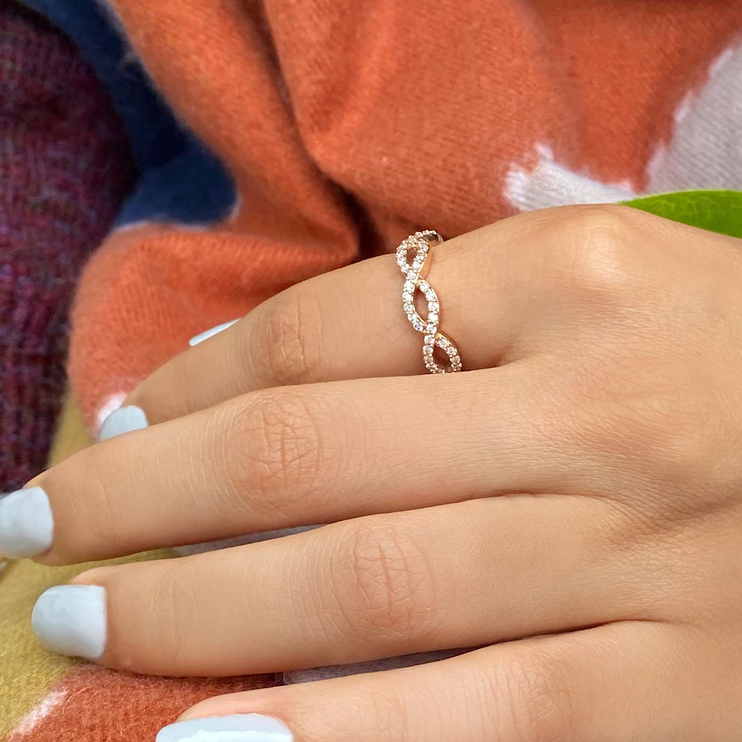 Twisted Infinity Semi-Eternity Diamond Band 18k Rose Gold (0.60ct)