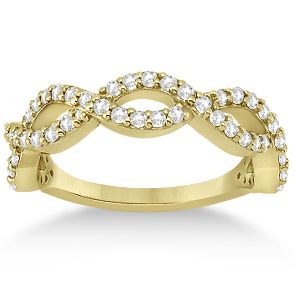 Twisted Infinity Semi-Eternity Diamond Band 18k Yellow Gold (0.60ct)