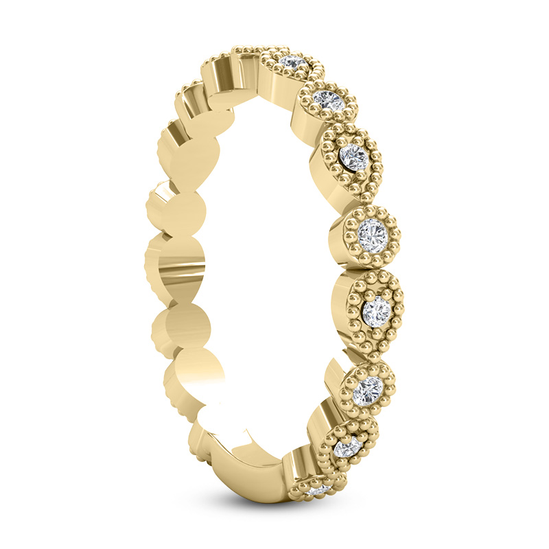 Diamond Wedding Band w/ Milgrain Edging 14k Yellow Gold (0.21ct)