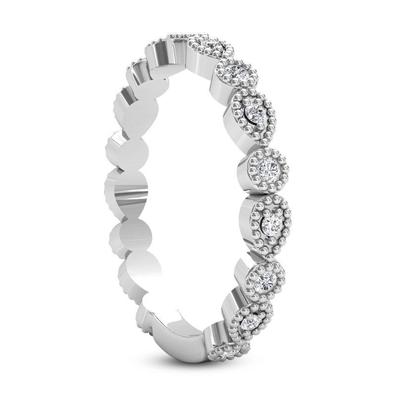 Diamond Wedding Band w/ Milgrain Edging 18k White Gold (0.21ct)