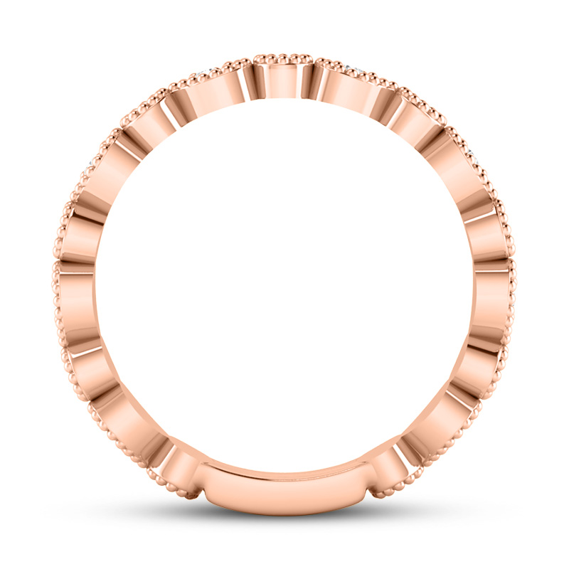 Alternating Diamond & Aquamarine Wedding Band 18k Rose Gold (0.21ct)