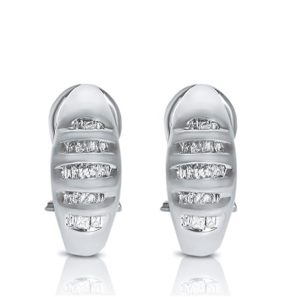 Ladies Baguette Diamond Earrings/Huggies in 14k White Gold (0.38ct.)