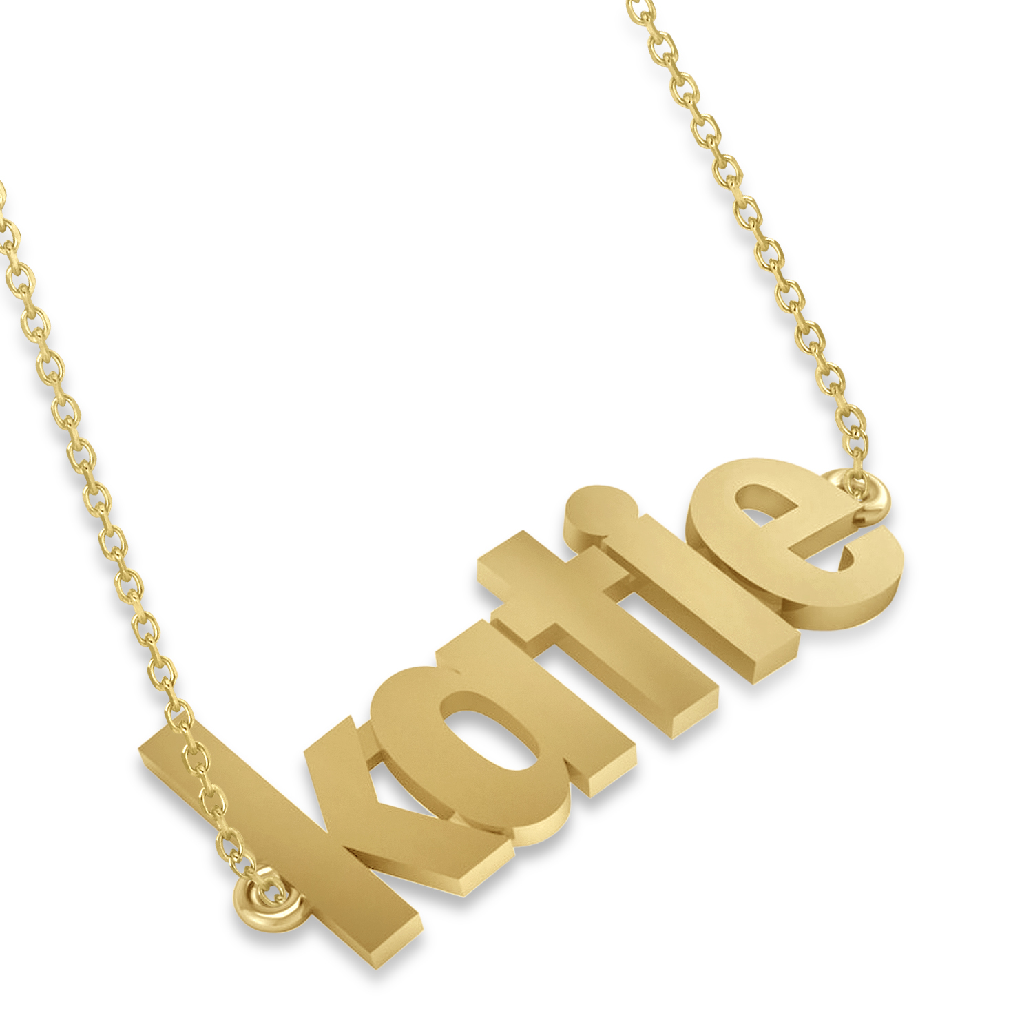 Personalized Block Font Name Pendant Necklace 14k Yellow Gold