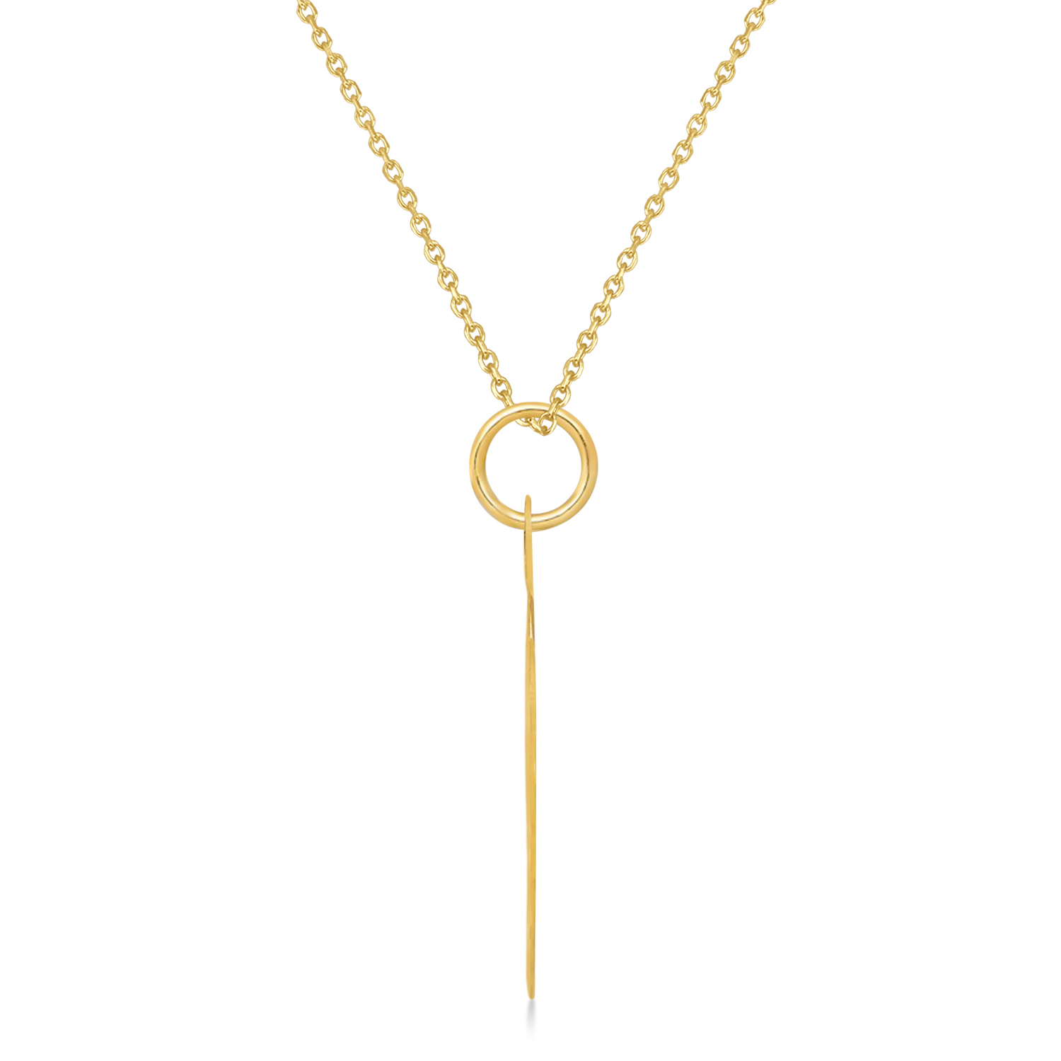 BaseBall Disc Charm Men's Pendant Necklace 14K Yellow Gold