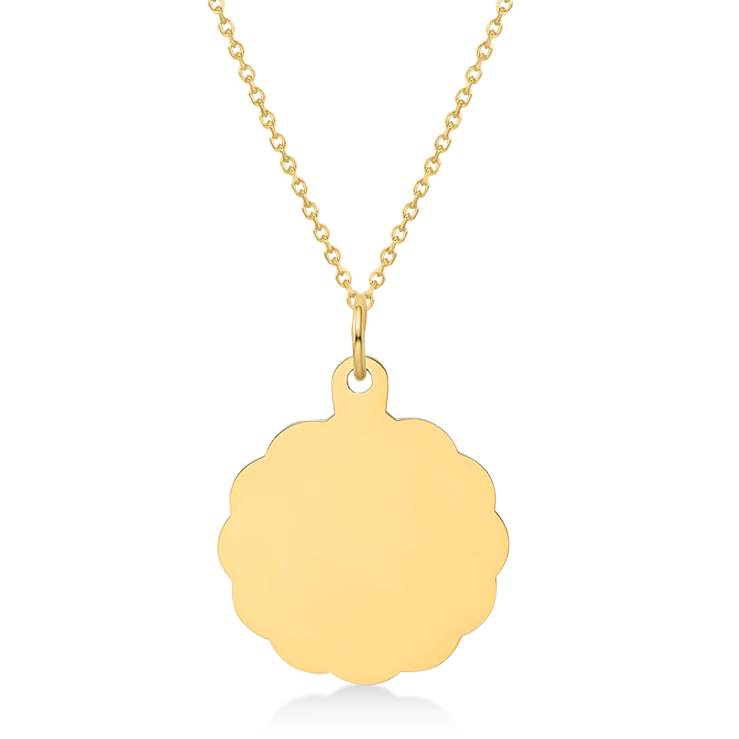 BaseBall Disc Charm Men's Pendant Necklace 14K Yellow Gold