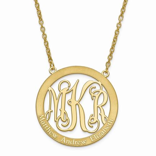 Family Names & Initial Monogram Pendant Necklace Gold Vermeil