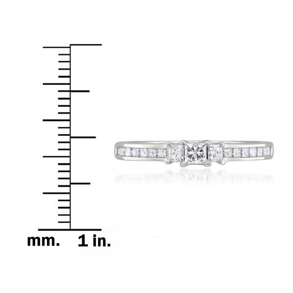 Diamond Princess Cut 3 Stone Promise Ring 14k White Gold (0.50ct)