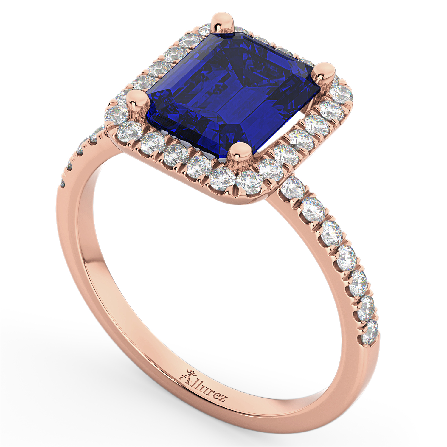 Blue Sapphire & Diamond Engagement Ring 14k Rose Gold (3.32ct)