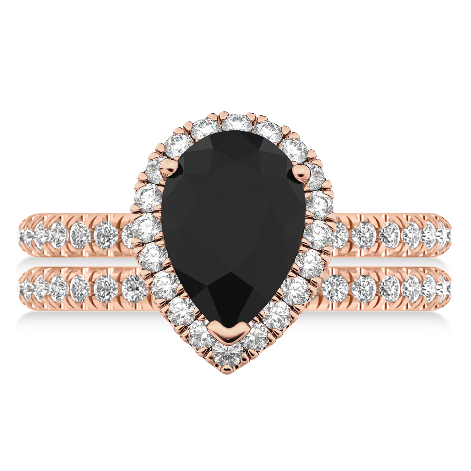 Black Diamond & Diamonds Pear-Cut Halo Bridal Set 14K Rose Gold (2.78ct)