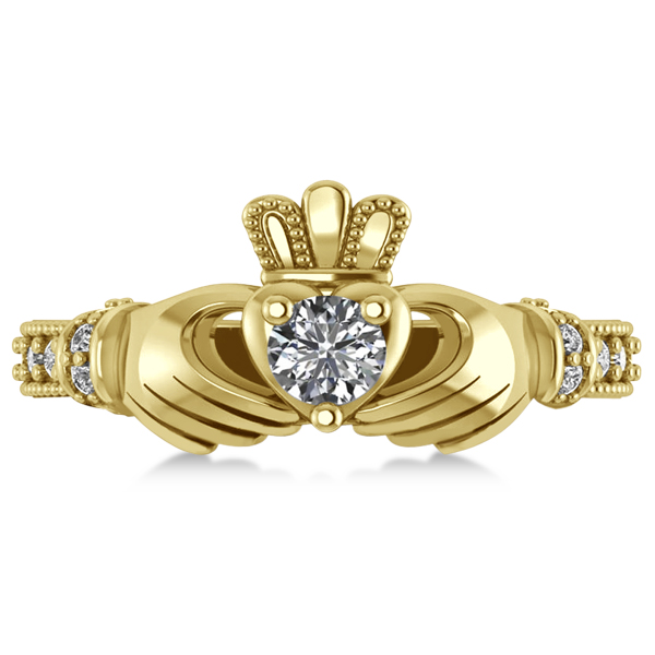 Diamond Claddagh Engagement Ring in 14k Yellow Gold (0.42ct)