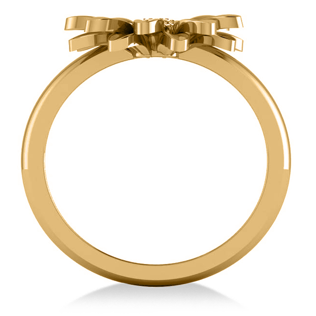 Multilayered Daisy Flower Fashion Ring 14k Yellow Gold