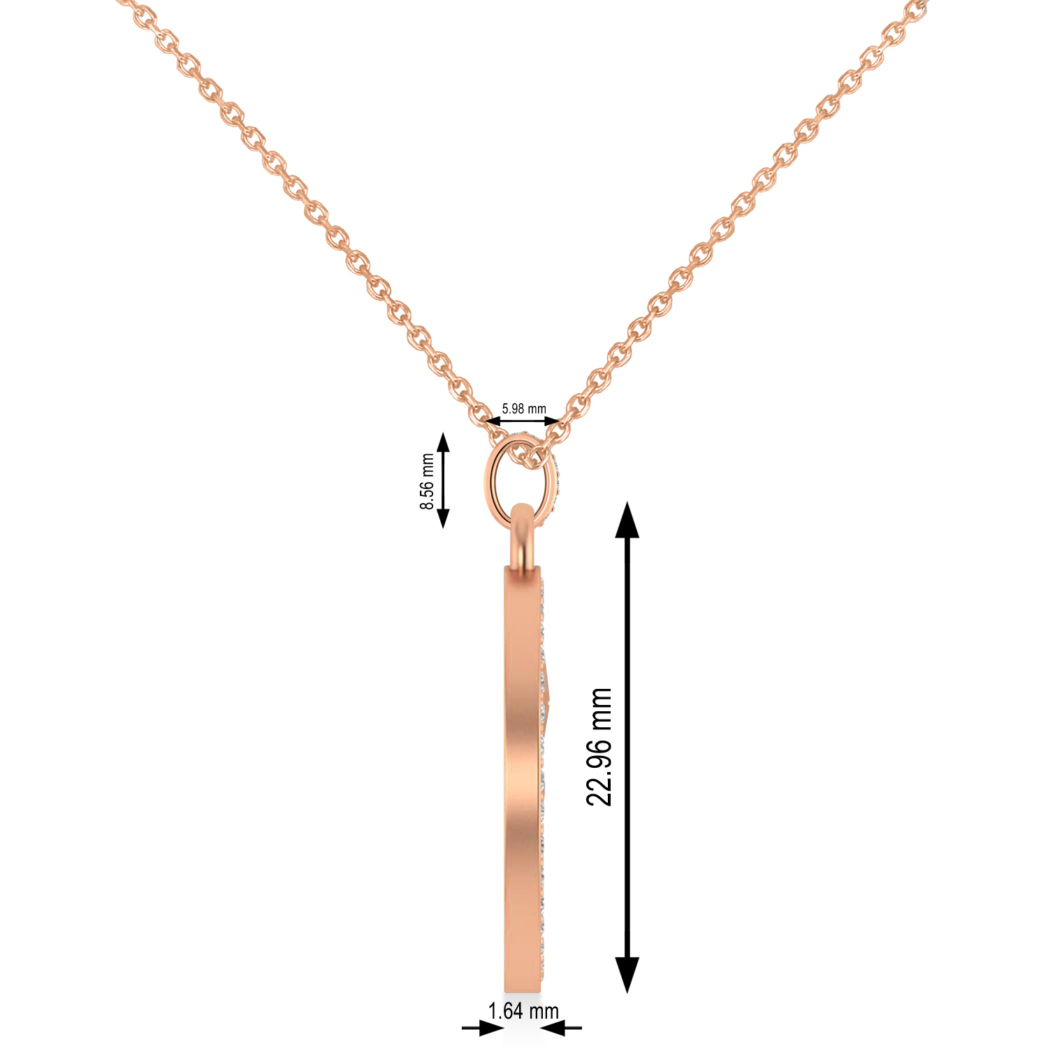 Diamond Cryptocurrency Ethereum Pendant Necklace With Bail 14k Rose Gold (0.44ct)