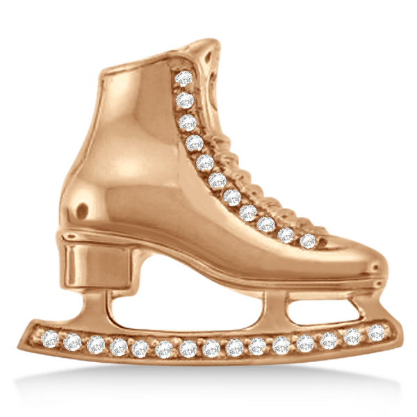 Ice Skate Necklace Pendant Diamond Accented 14k Rose Gold (0.26ct)