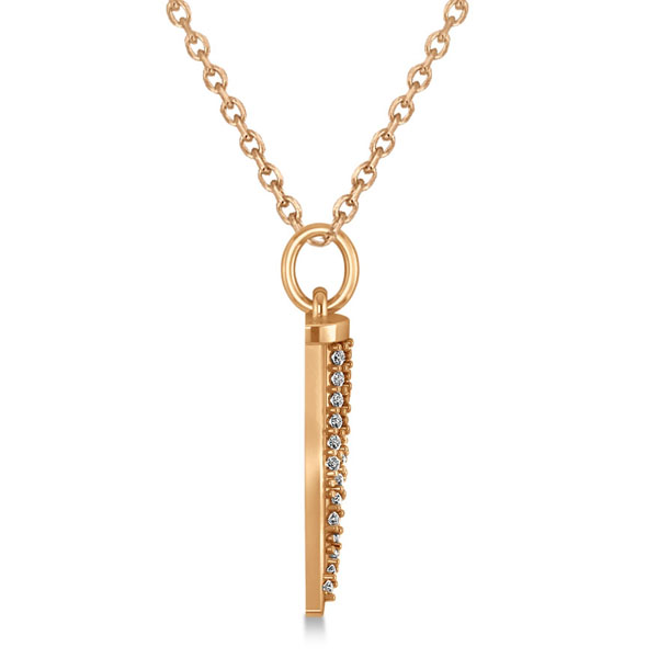 Diamond Accented Italian Horn Drop Pendant 14k Rose Gold (0.22ct)