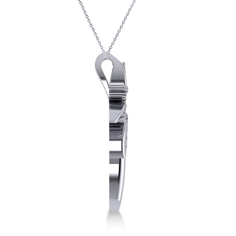 Diamond Summer Palm Tree Pendant Necklace 14k White Gold (0.24ct)