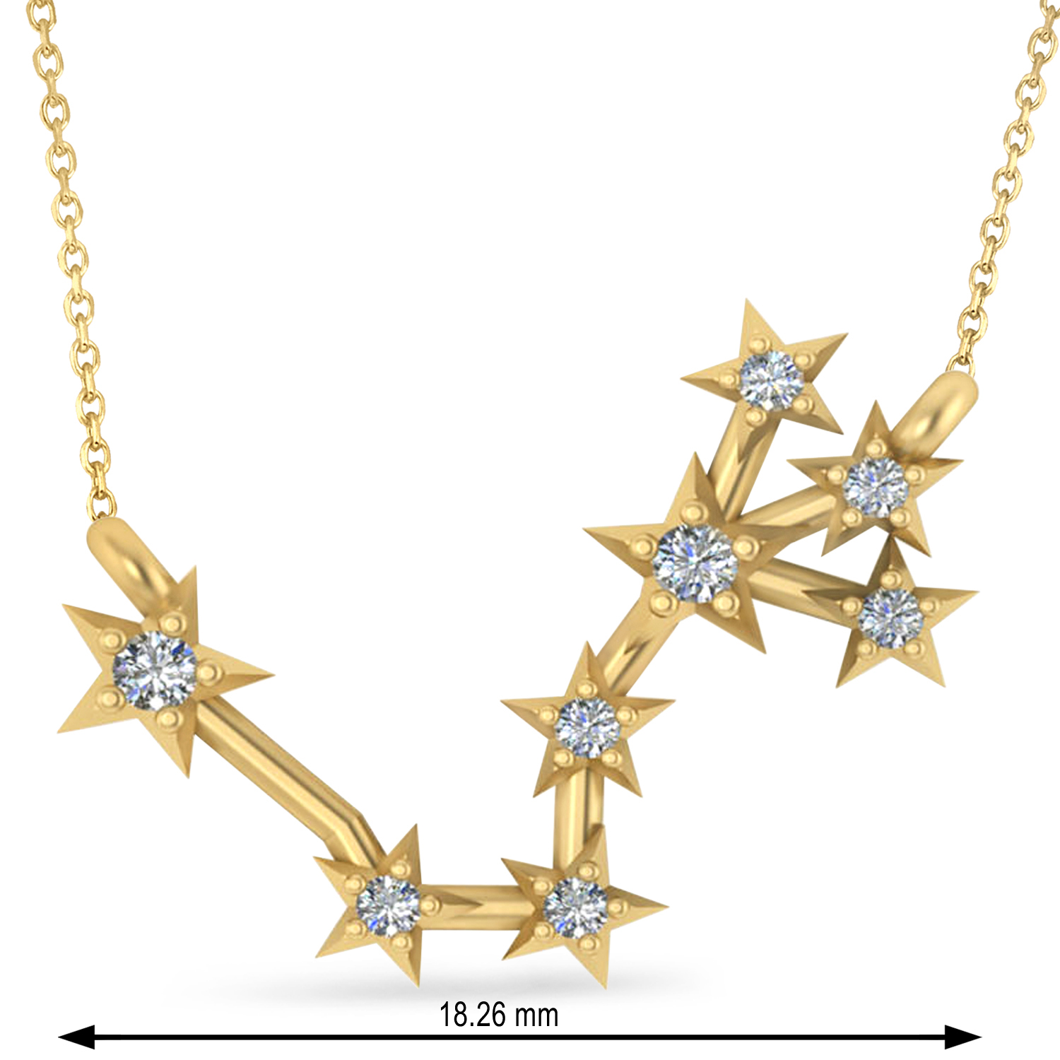 Diamond Scorpio Zodiac Constellation Star Necklace 14k Yellow Gold (0.10ct)