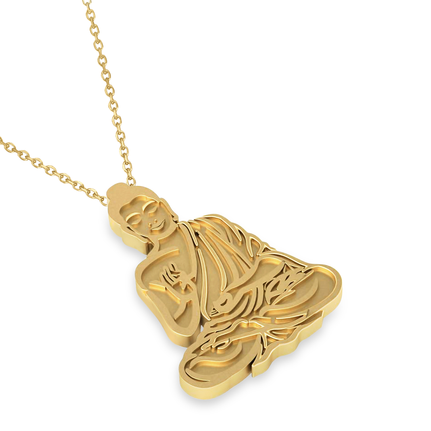 Buddha Spirituality Pendant Necklace 14k Yellow Gold