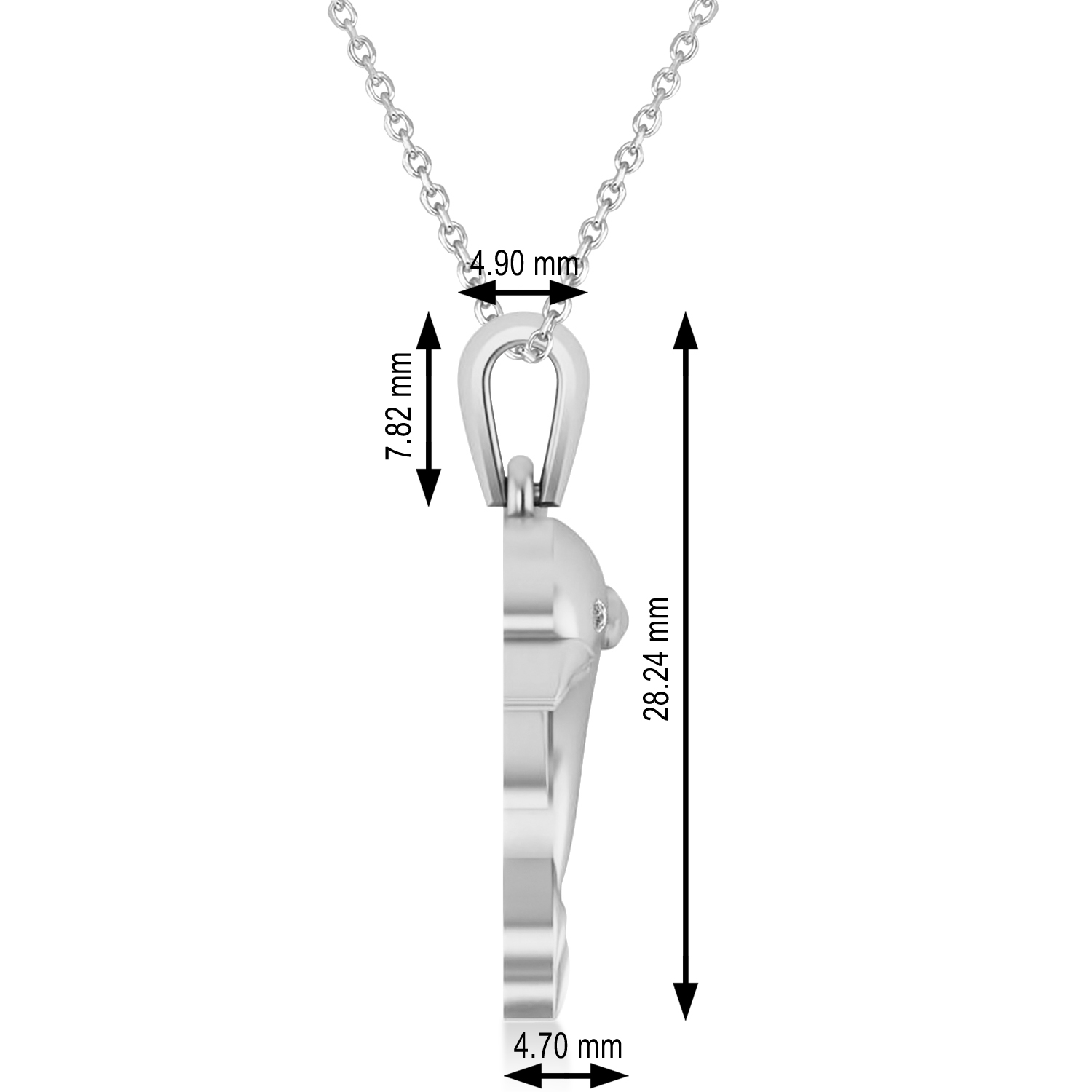 Diamond-Eyed Dolphin Pendant Necklace 14k White Gold (0.01ct)
