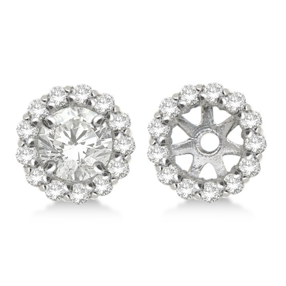Round Diamond Earring Jackets for 5mm Studs 14K White Gold (0.50ct)