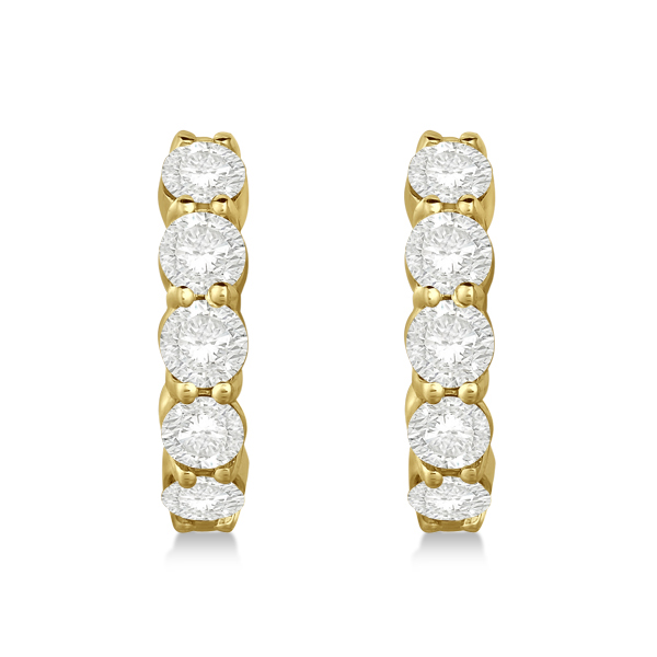 Hinged Hoop Diamond Huggie Style Earrings 14k Yellow Gold (2.00ct)