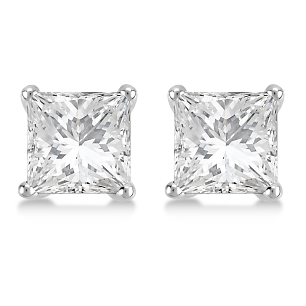 0.75ct. Martini Princess Diamond Stud Earrings 14kt White Gold (H-I, SI2-SI3)
